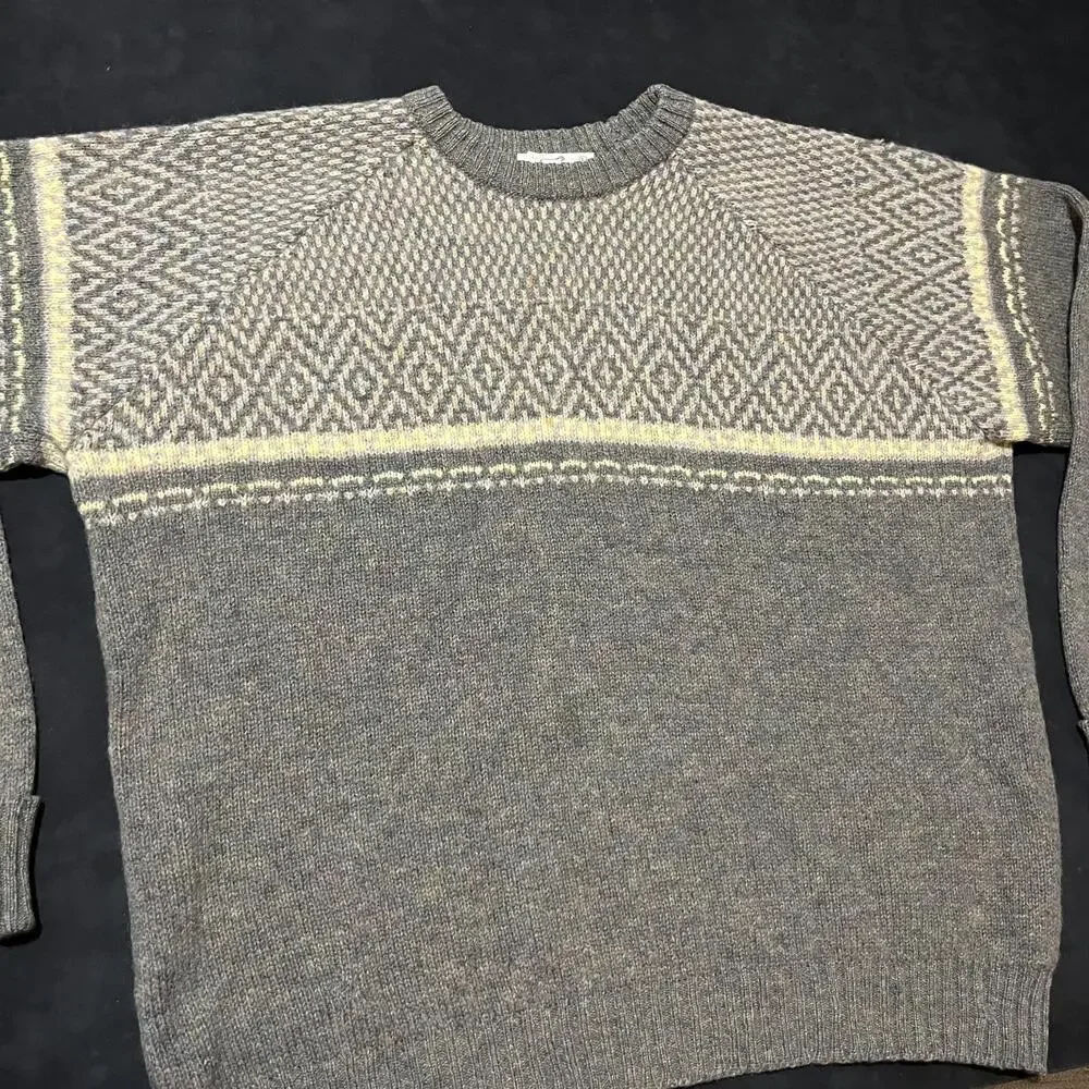 Vintage Lord Jeff 1960s Sweater Men Birdseye Fair Isle Shetland Wool Ireland
